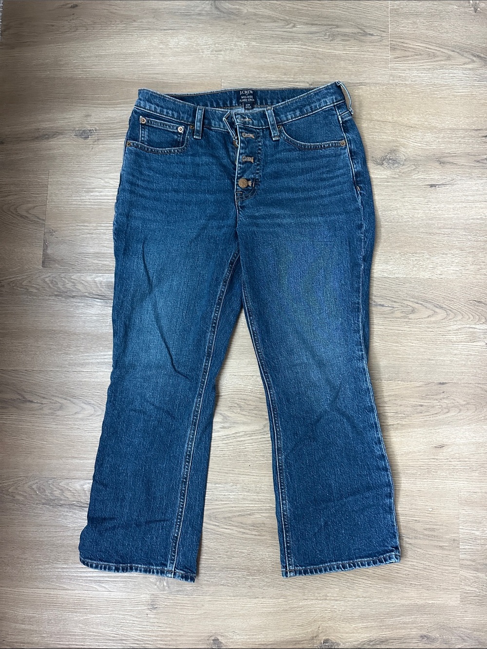 J. Crew Dark Blue High-Rise Flare Jeans